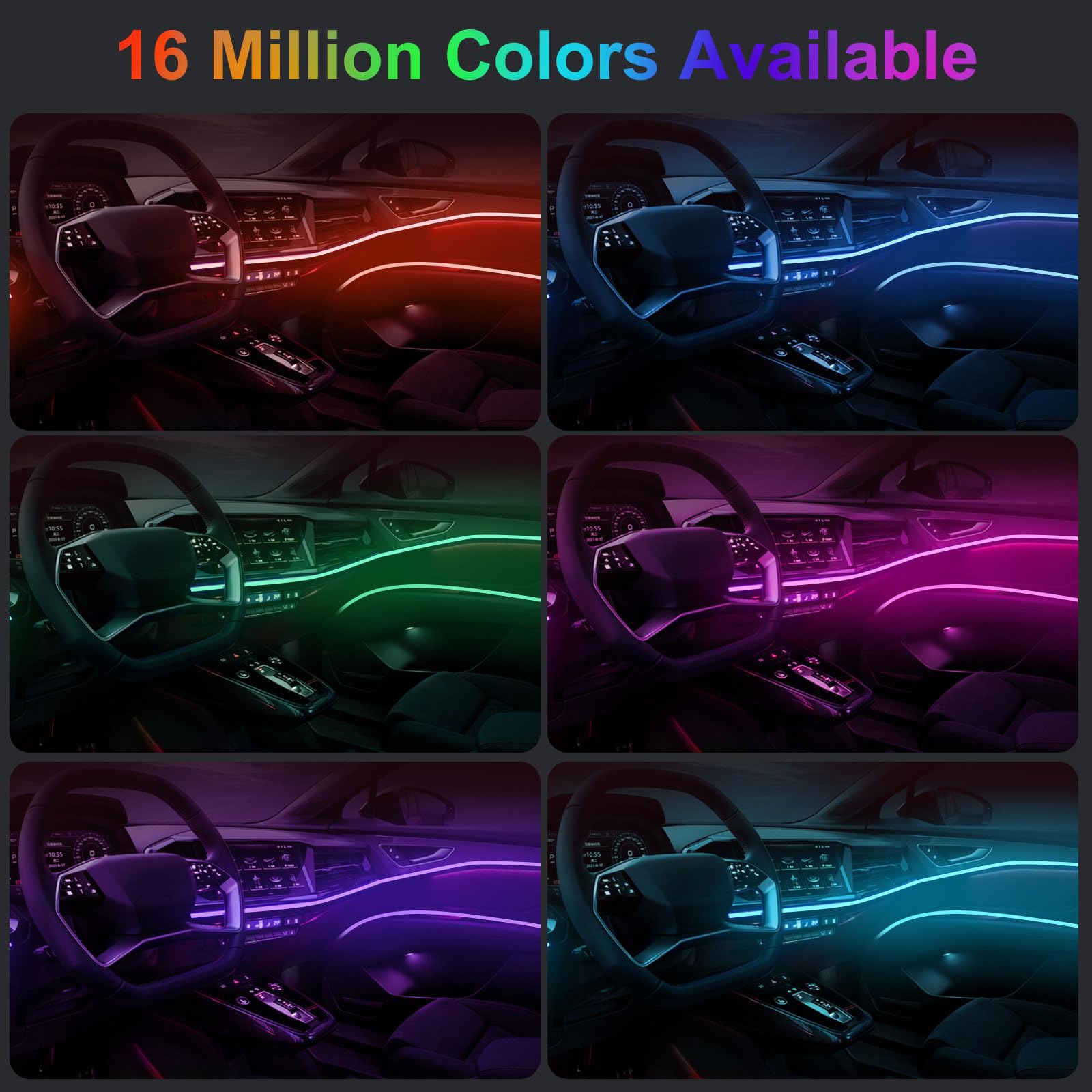 شريط إضاءة نيون مرن DIY بجهد 1 - مراجعة Led Ambient Interior Car Lights App Control وسعره